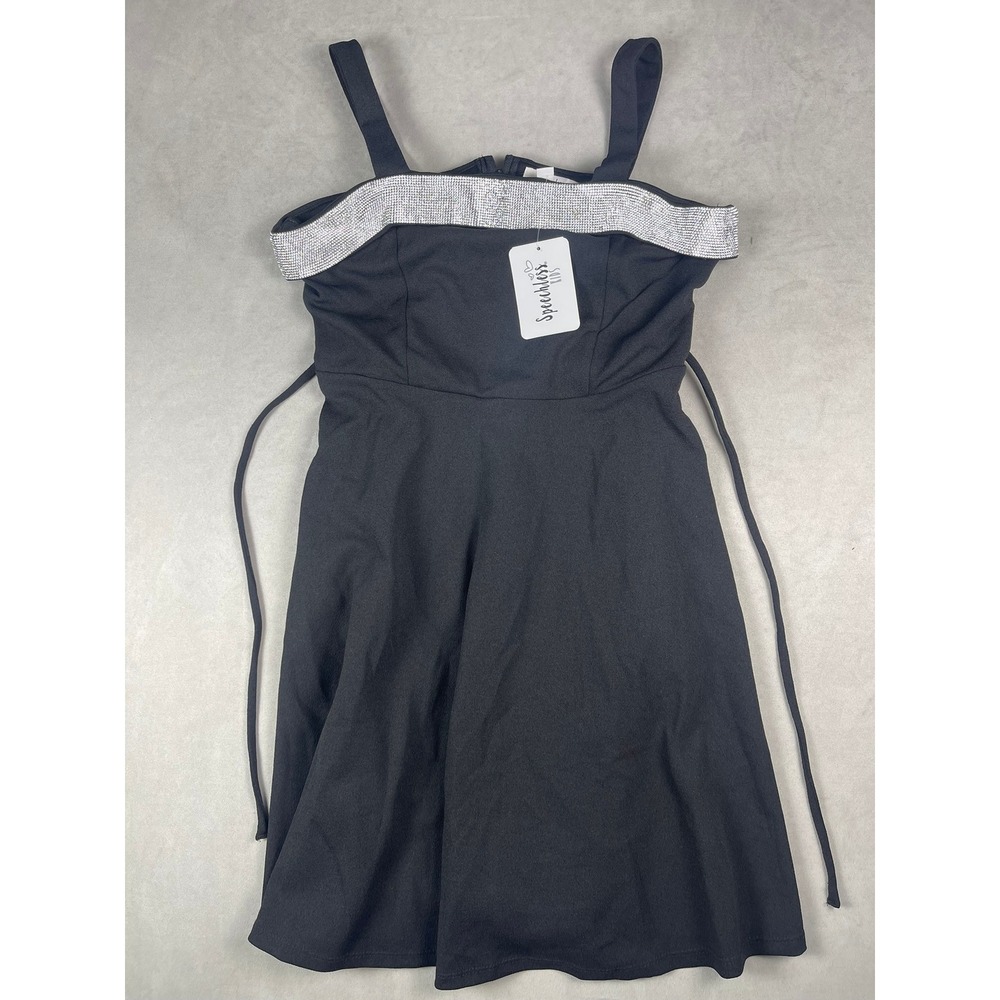 Speechless‎ Kids Girls Black Rhinestone Trim Fit & Flare Party Dress Size 14 NWT